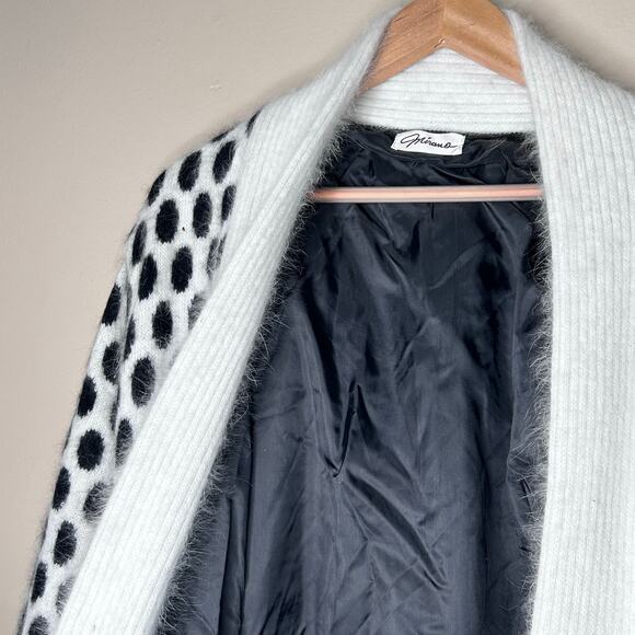 Mirano Black White Pattern Angora Coatigan 80% Angora Korea Vintage Lined L - Picture 2 of 10